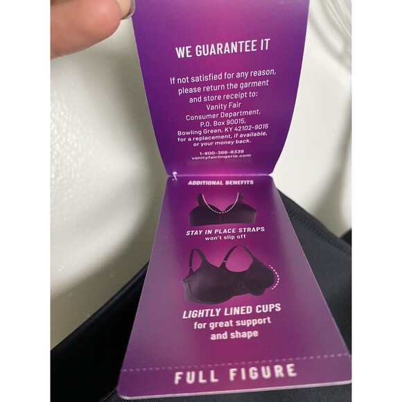 Vanity Fair Bra Size 44DD Black Beautiful Benefits Contour Back Smoother - Picture 13 of 13